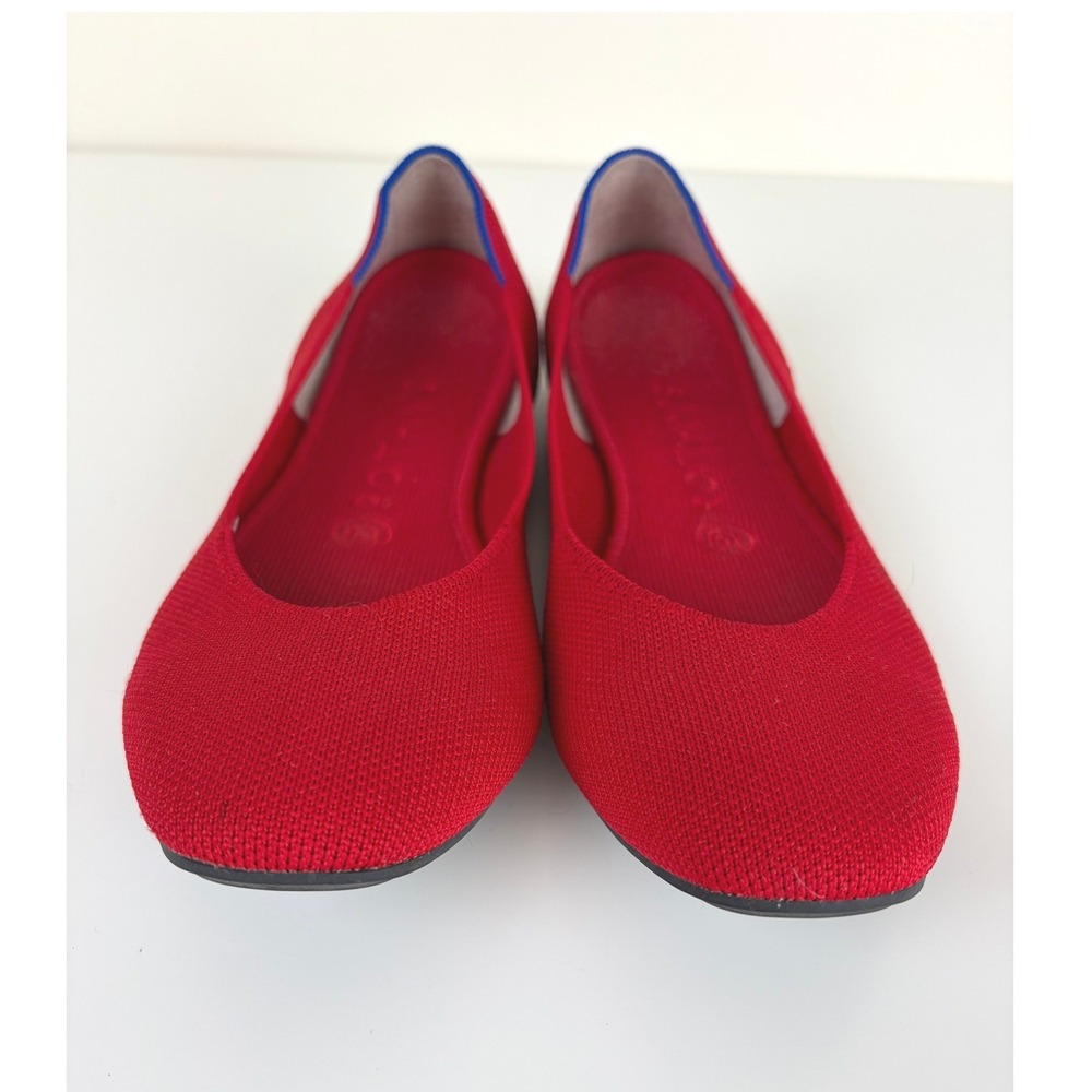 Rothy's The Flat Red Knit Ballet Flats Women's Size 8 Striped Heel